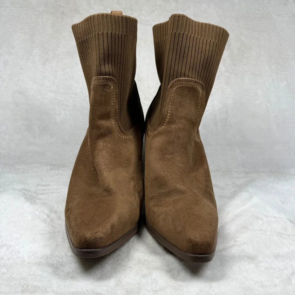 Universal Thread Womens Cognac Brown Faux Suede Sock Ankle Boots 11 096107344